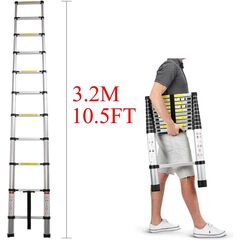 Aluminum Telescopic Extension Ladder 3.2M 10.5 Ft - Heavy Duty