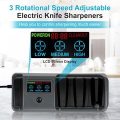 Upgrade 5 in 1 Electric Knife Sharpener with LCD Screen, 3 Rotational Speed Adjustable, 100% Diamond Abrasives, knife sharpener for Straight, Serrated, Meat Cleaver, Ceramic Knives & Scissors, Gray