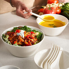 DOWAN 32 OZ Large Soup Bowls Set of 4 - White Ceramic Bowls for Ramen, Cereal, Pasta, Salad, Fruit - Dishwasher & Microwave Safe