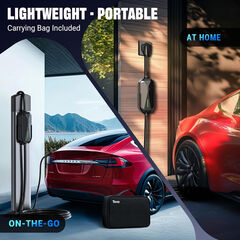 Tera 2025 New Electric Vehicle Charger for Tesla Most Compact 40A 25FT NACS ETL FCC Level 2 NEMA 14-50 & NEMA 5-15 Level 1 Waterproof Patent IP66 Portable EV Charger for Tesla Y/3/S/X Cybertruck P05