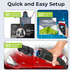 J1772 to Tesla Adapter [4 Safety Certifications] Includes Video Tutorial & Battery Care Guide-Tesla Charger Adapter Compatible with Tesla Model 3/Y/X/S
