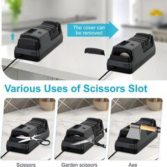 Upgrade 5 in 1 Electric Knife Sharpener with LCD Screen, 3 Rotational Speed Adjustable, 100% Diamond Abrasives, knife sharpener for Straight, Serrated, Meat Cleaver, Ceramic Knives & Scissors, Gray