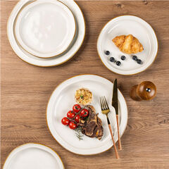 AmorArc Ceramic Dinnerware Sets,Stoneware Handmade Reactive Glaze Plates and Bowls Sets,Chip and Crack Resistant | Dishwasher & Microwave Safe,Dishes Set Service for 4 (12pc)
