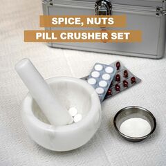 Koville Genuine Marble Mortar and Pestle Set, 5" African Stone Grinder for Kitchen, Molcajete, Guacamole, Salsa, Pill Crusher, Spice, Herb, Garlic, Nuts, Heavy Duty Grinder Bowl for Kitchen