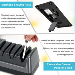Upgrade 5 in 1 Electric Knife Sharpener with LCD Screen, 3 Rotational Speed Adjustable, 100% Diamond Abrasives, knife sharpener for Straight, Serrated, Meat Cleaver, Ceramic Knives & Scissors, Gray