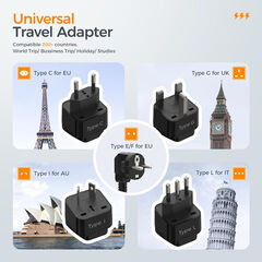 220V to 110V Voltage Converter, TESSAN Universal Travel Adapter with 4 USB Charger (1 USB C), 3 AC Sockets and EU/UK/AU/IT Plug Power Adaptor, Step Down Transformer Outlet Converters for International (Black)