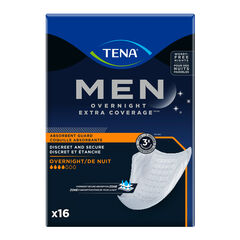 TENA Men’s Incontinence Guards, Overnight Absorbency & Odor Protection, 16 Ct