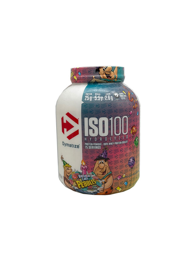 Dymatize ISO100 Hydrolyzed Whey Protein Powder - Birthday Cake Pebbles flavor -5 LB Exp 12/25