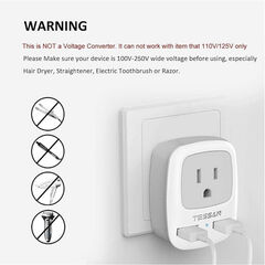 TESSAN Australia New Zealand Travel Power Adapter, Type I Plug Adapter with 2 USB & 1 American Grounded Outlet, Adaptor for US to Fiji Argentina China, 3 Pack