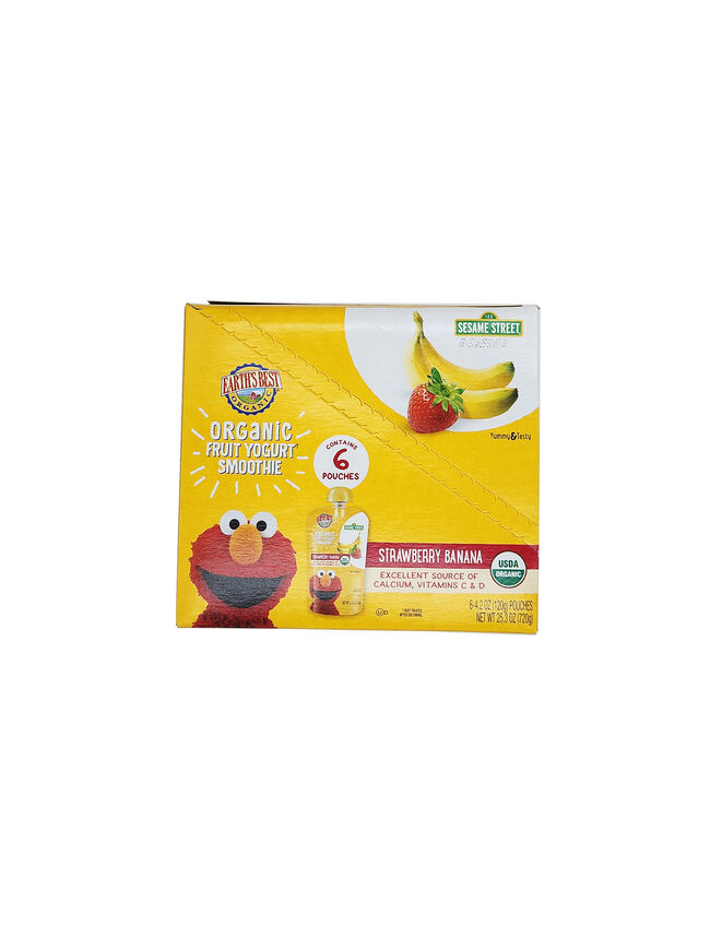 Earth's Best Organic Fruit Yogurt Smoothie Toddler Food Strawberry Banana 4.2 Oz Pouches (12 Pack)