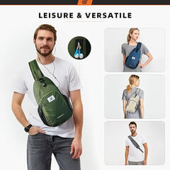 SKYSPER Sling Bag RFID Crossbody Sling Backpack Cross Body Shoulder Bag Travel Hiking Daypack for Women Men, Army Green