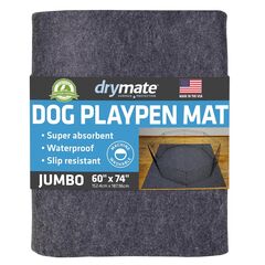 Drymate Dog Playpen Mat, Absorbent, Waterproof, Non-Slip, Machine Washable, Jumbo XXL Size (60x74), Reusable Puppy Pad for Training, Whelping, Housebreaking, Incontinence, and Crate/Kennel (USA Made)