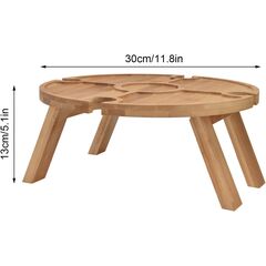 Jauarta Portable Bamboo Wine Table, Wooden Outdoor Folding Picnic Table with Wine Glass Holder, Portable Camping Wine Table Snack Tray