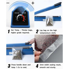 16 Inch Impulse Heat Sealer Manual Bags Sealer Sealing Machine Heating Closer for Plastic PE PP Mylar Poly Foil Bags Home Restaurant Food Storage with Extra Replace Element
