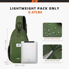 SKYSPER Sling Bag RFID Crossbody Sling Backpack Cross Body Shoulder Bag Travel Hiking Daypack for Women Men, Army Green