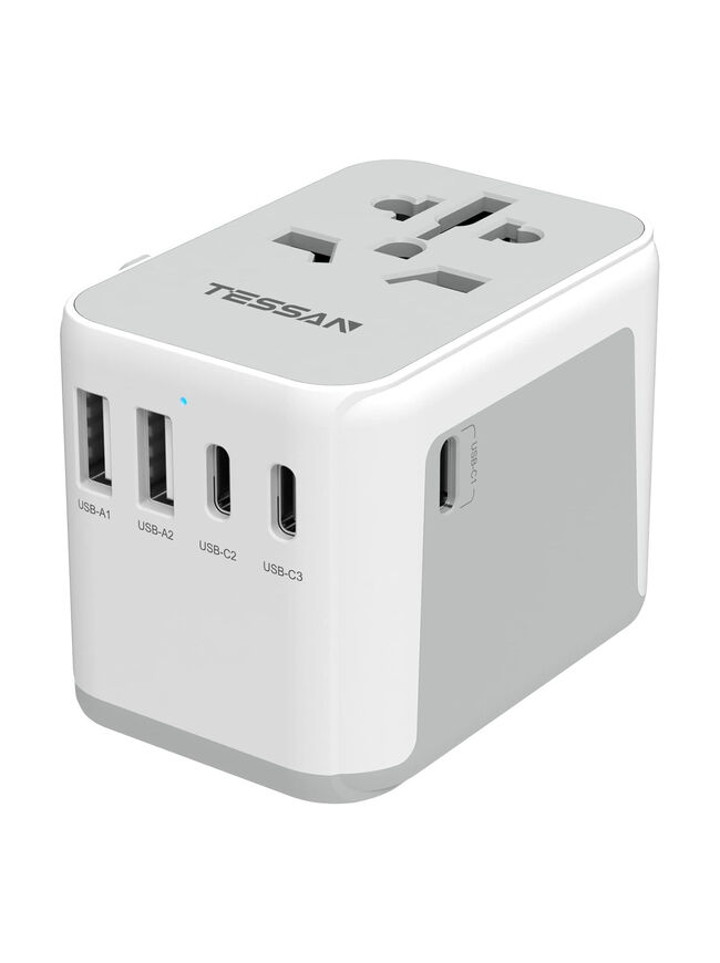 TESSAN Universal Travel Adapter, International Power Adapter 5.6A 28W 3 USB C 2 USB A Ports, Travel Worldwide Plug Adaptor, Outlet Wall Charger for Europe UK EU AUS (Type C/G/A/I)