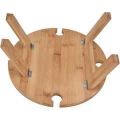 Jauarta Portable Bamboo Wine Table, Wooden Outdoor Folding Picnic Table with Wine Glass Holder, Portable Camping Wine Table Snack Tray