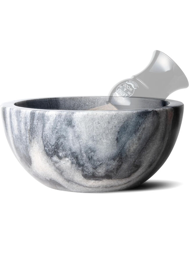 Lather & Wood Marble Shaving Cream Bowl - Premium Stone Holds Heat with Lather Ridges - Gray
