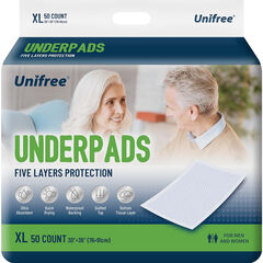 Unifree Disposable Underpads (XL 30x36 Inch) - Super Absorbent Blue (50Count)