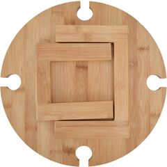 Jauarta Portable Bamboo Wine Table, Wooden Outdoor Folding Picnic Table with Wine Glass Holder, Portable Camping Wine Table Snack Tray