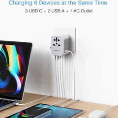 TESSAN Universal Travel Adapter, International Power Adapter 5.6A 28W 3 USB C 2 USB A Ports, Travel Worldwide Plug Adaptor, Outlet Wall Charger for Europe UK EU AUS (Type C/G/A/I)