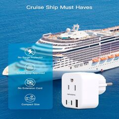 Type E F Plug Adapter, HANYCONY Germany France Travel Plug Adapter with 2 Outlets 3 USB Ports(2 USB C)，Schuko Plug Power Adaptor for US to Europe EU Spain Iceland Korea Greece German French