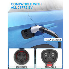Seguma - Tesla to J1772 EV Charging Adapter, 60A 250V w/ Lock, White