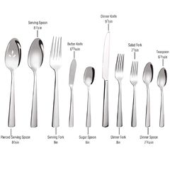 45-Piece Silverware Set Flatware Cutlery Set Service for 8, Durable Stainless Steel Tableware in Ergonomic Design Size and Weight, Kitchen Utensil Sets with Steak Knives, Rust-proof, Dishwasher Safe