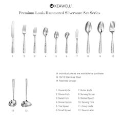 KEAWELL Premium Louis Hammered 8.3" 6 set of Fork & 7.6" 6 set of Spoon (12 set)