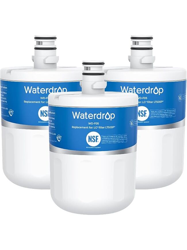 Waterdrop 5231JA2002A Refrigerator Water Filter, Replacement for LG®LT500P®, GEN11042FR-08, ADQ72910911, ADQ72910901, Kenmore 9890, 46-9890, LFX25974ST, LMX25964ST, 3 Pack, Package May Vary