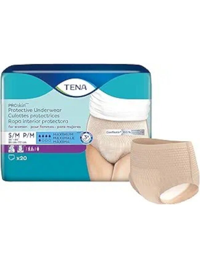 TENA ProSkin Protective Incontinence Underwear for Women, Moderate Absorbency, Small/Medium, 20 Count