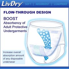 LivDry Incontinence Booster Pads, Use with Adult Diapers for Women and Men, Extra Comfort Softness, Disposable Pad (80 Count, Regular Length)