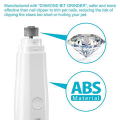Dog Nail Grinder Upgraded Professional 2-Speed Rechargeable Electric Pet Nail Trimmer Painless Paws Grooming & Smoothing for Small Medium Large Dogs & Cats Nail Trim (White)