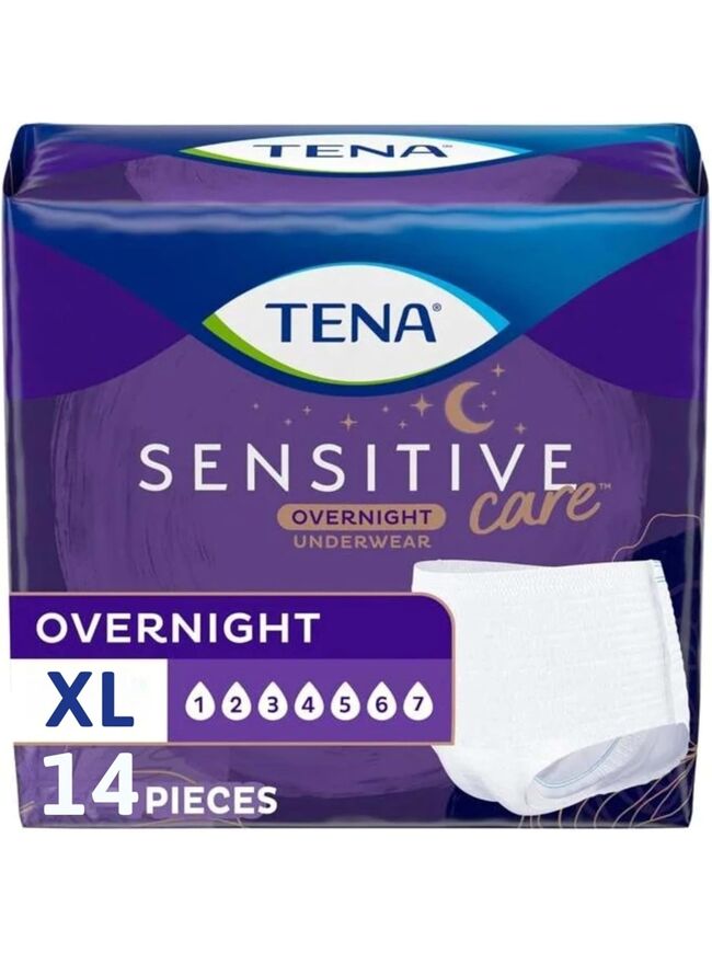 TENA Sensitive Care Overnight Incontinence Underwear for Women, X-Large, 14 Count (New Sizing)