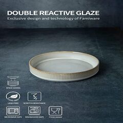 famiware Star 7.5" Pasta Bowls Set, Salad Bowl Set of 4, Double Reactive Glaze, Stackable, Ideal for Your Friend for Housewarming, Festivals, Cappuccino White