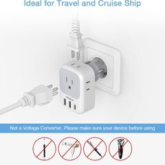 TESSAN Type E F Plug Adapter, Germany France Power Adapter with 3 USB Ports(1 USB C), 4 AC Outlets Travel Adaptor for US to Europe EU Spain Iceland Korea Greece Russia German French