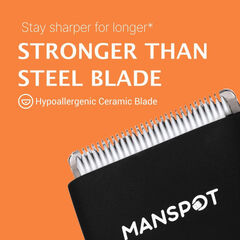 MANSPOT Manscape Groin & Body Hair Trimmer for Men, Electric Ball Pubic Trimmer Shaver,Manscape Kit with 4 Guard,Replaceable Ceramic Blade Heads,Waterproof Wet/Dry Shaver,90 Minutes Shaving