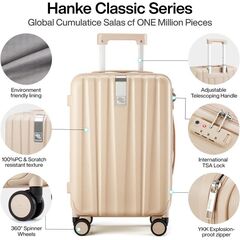 Hanke 20 Inch Carry On Luggage - Lightweight PC Hard Shell Suitcase