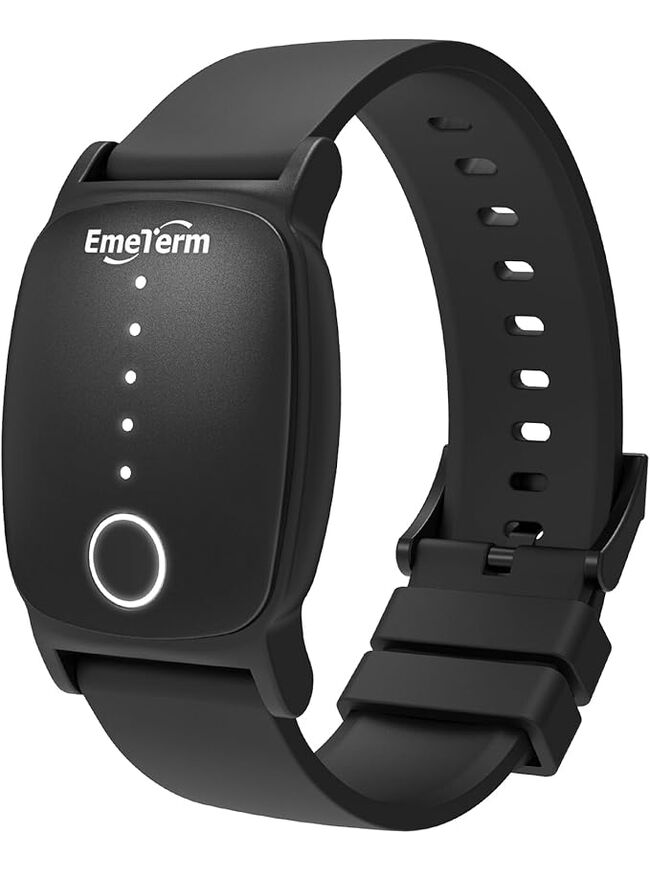 EmeTerm Explore FDA-Cleared Galaxy Black Anti-Nausea Wristband IP67 Waterproof Morning Motion Travel Sickness Vomit Relief Rechargeable Classic Strap Design No Gel Drug Free Without Side Effects