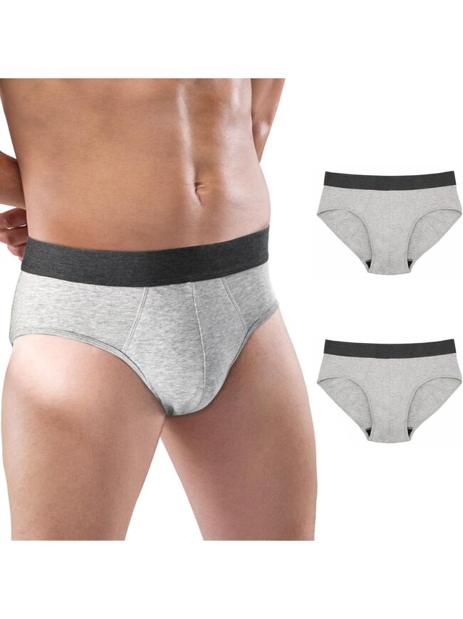BATTEWA Mens Incontinence Underwear 2-Pack, 100ML Leak Proof Boxer Brief Underwear for Men (2X-Large, Gray)
