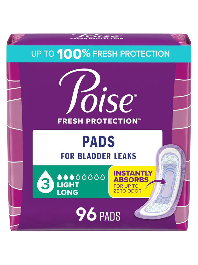 Poise Incontinence Pads & Postpartum Incontinence Pads, Long Length, 96 Count 