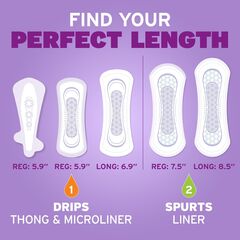 Poise Daily Microliners, Incontinence Panty Liners, 1 Drop Lightest Absorbency, Long Length, 50 Count of Pantiliners