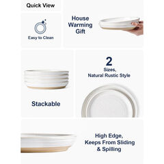 LE TAUCI Dinner Plates 10 Inch, Ceramic Flat Dish Set - Set of 4, Arctic White