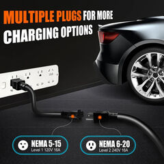 Electric Vehicle Charger Level 1 & 2 16 Amp EV Charging Station Includes NEMA5-15P & 6-20 Plug