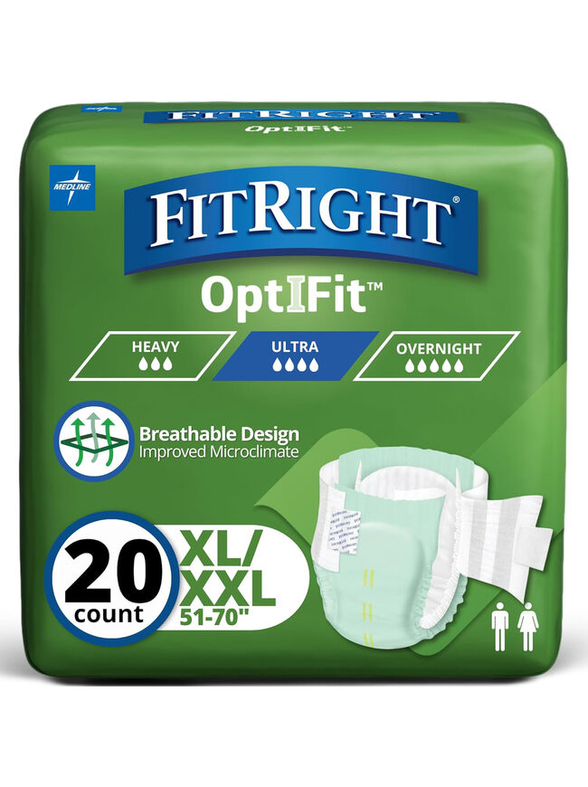 FitRight Heavy Absorbency Adult Diapers, L/XL/2XL, 20 Count, Leak Protection