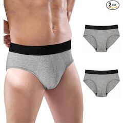 BATTEWA Men's Incontinence Underwear for Bladder Leakage 100mL Leakproof Briefs Cotton Urine Absorbent Protective Underwear, 2-Pack (Large, Darkgray)