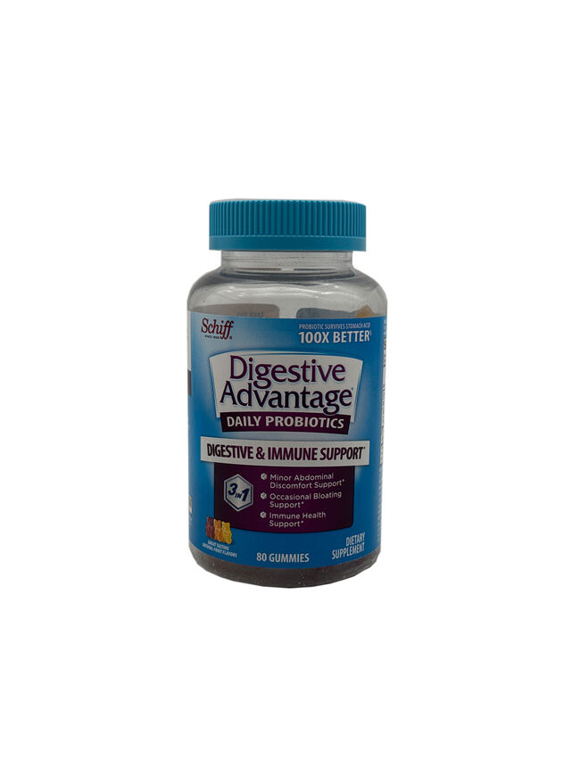 Digestive Advantage Daily Probiotics for Digestive & Immune Support - Natural Fruit Flavors - 80 Gummies