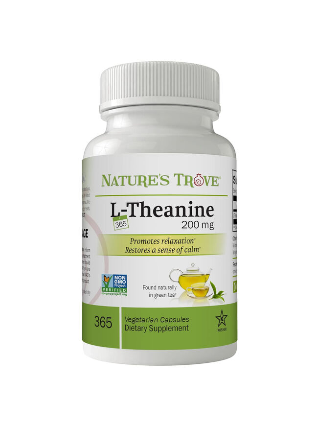 Nature's Trove L-Theanine 200mg Super Value Size - 365 Vegetarian Capsules