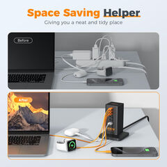 USB C Charger Blcok PD 100W, TESSAN 6-in-1 Charging Station for Multiple Devices, Desktop Tower Charger with 6 USB Ports for iPhone 16/15, MacBook, Tablet, Office Home Dorm Room Accessories