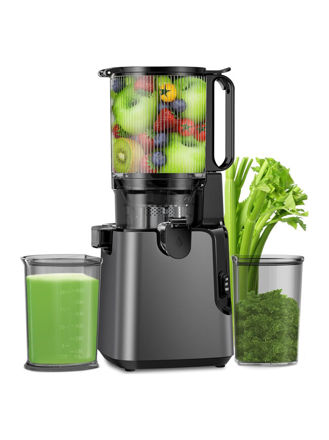 YPONE Juicer Machines with 5.8" Large Feed Chute, Cold Press Juicer For Whole Vegetables and Fruits, 400W Professional Slow Masticating juicer Easy to Clean for Batch Juicing (Titanium Gray)